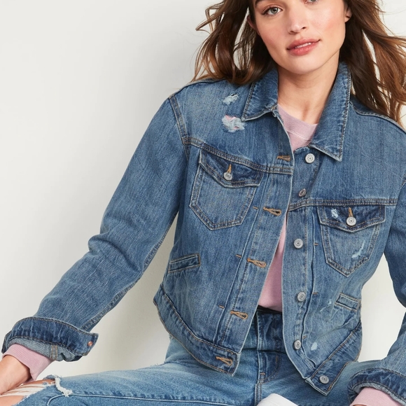 Cropped Distressed Jean Jacket - Picture 2 of 4